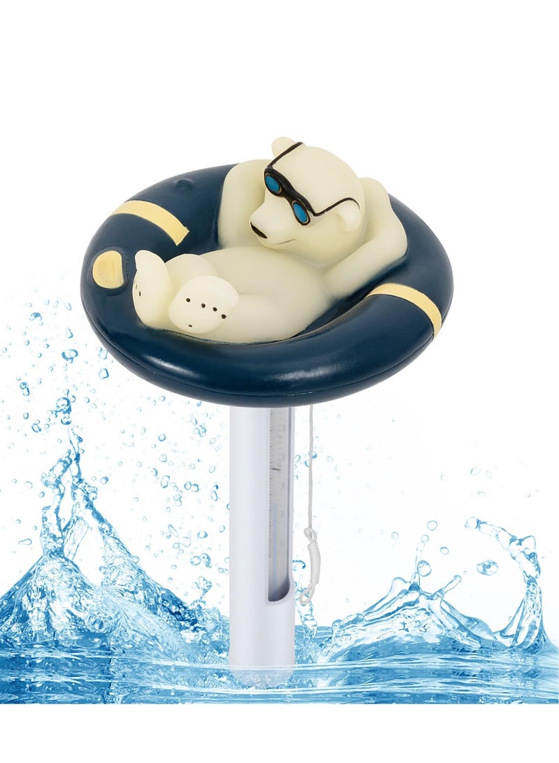 Pool Thermometer Floating Easy Read, Leisurely Polar Bear Water Thermometer for Ice Bath with String, for Outdoor, Indoor Swimming Pools, Spas, Hot Tubs & Aquariums