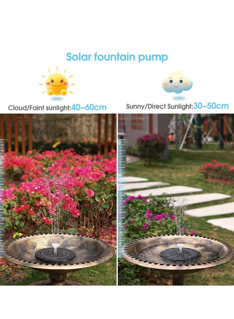 3.5W LED Solar Fountain for Birdbath Water Fountains with Battery 6 Nozzles Powered Pump