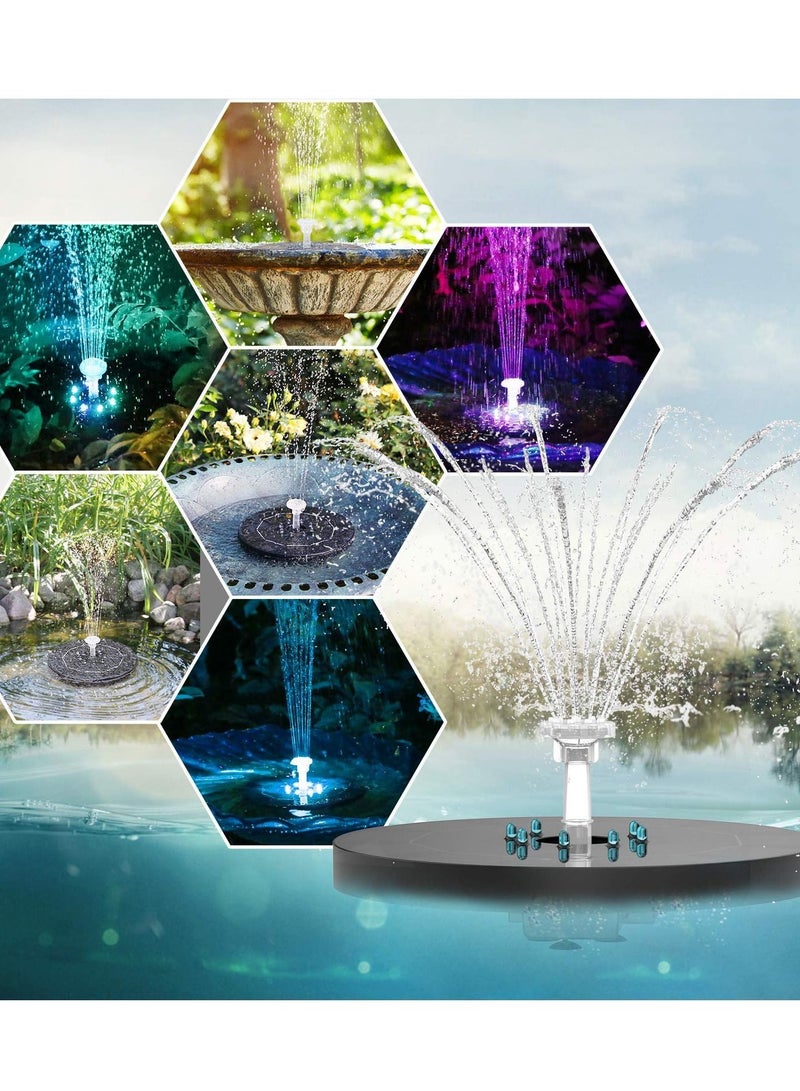 3.5W LED Solar Fountain for Birdbath Water Fountains with Battery 6 Nozzles Powered Pump