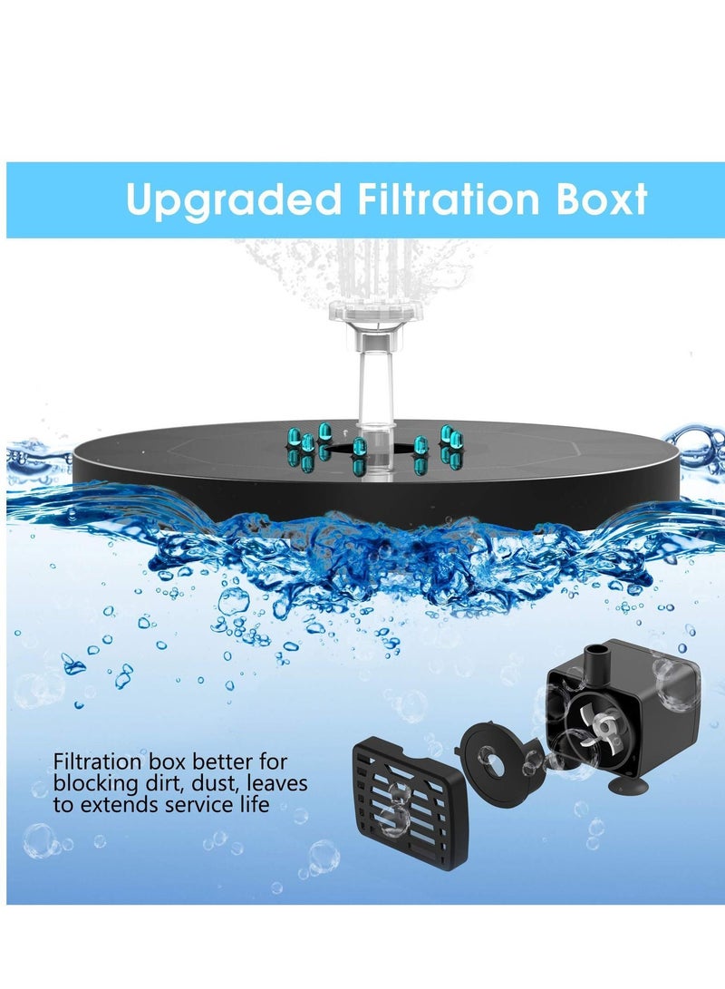 3.5W LED Solar Fountain for Birdbath Water Fountains with Battery 6 Nozzles Powered Pump