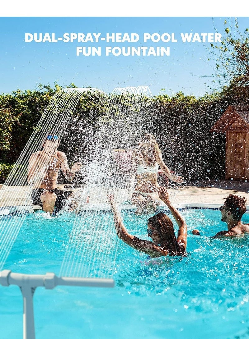 Premium Pool Fountain, Adjustable Dual Spray Waterfall Sprinkler Cooler, Ideal Pool Accessories for Above and In Ground Pools, Outdoor Decor for Summer and Pool Parties