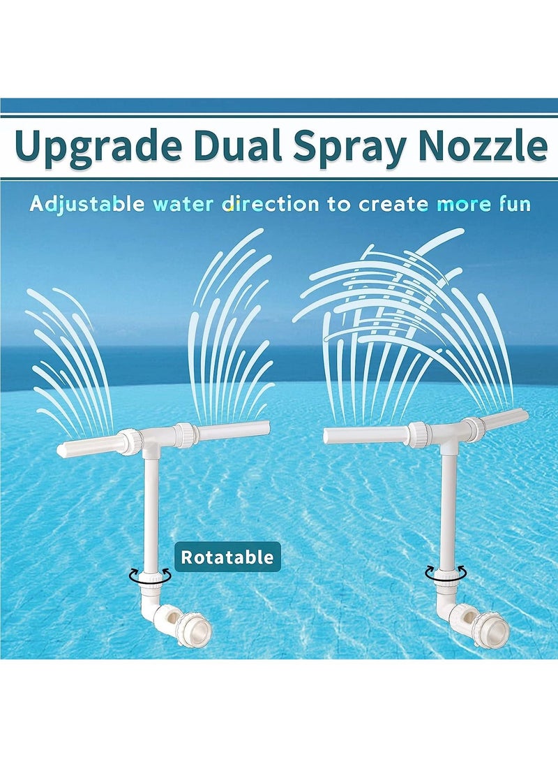 Swimming Pool Fountain, Adjustable Dual Spray Waterfall Sprinkler, Perfect Pool Accessories for Cooling and Decoration(white)