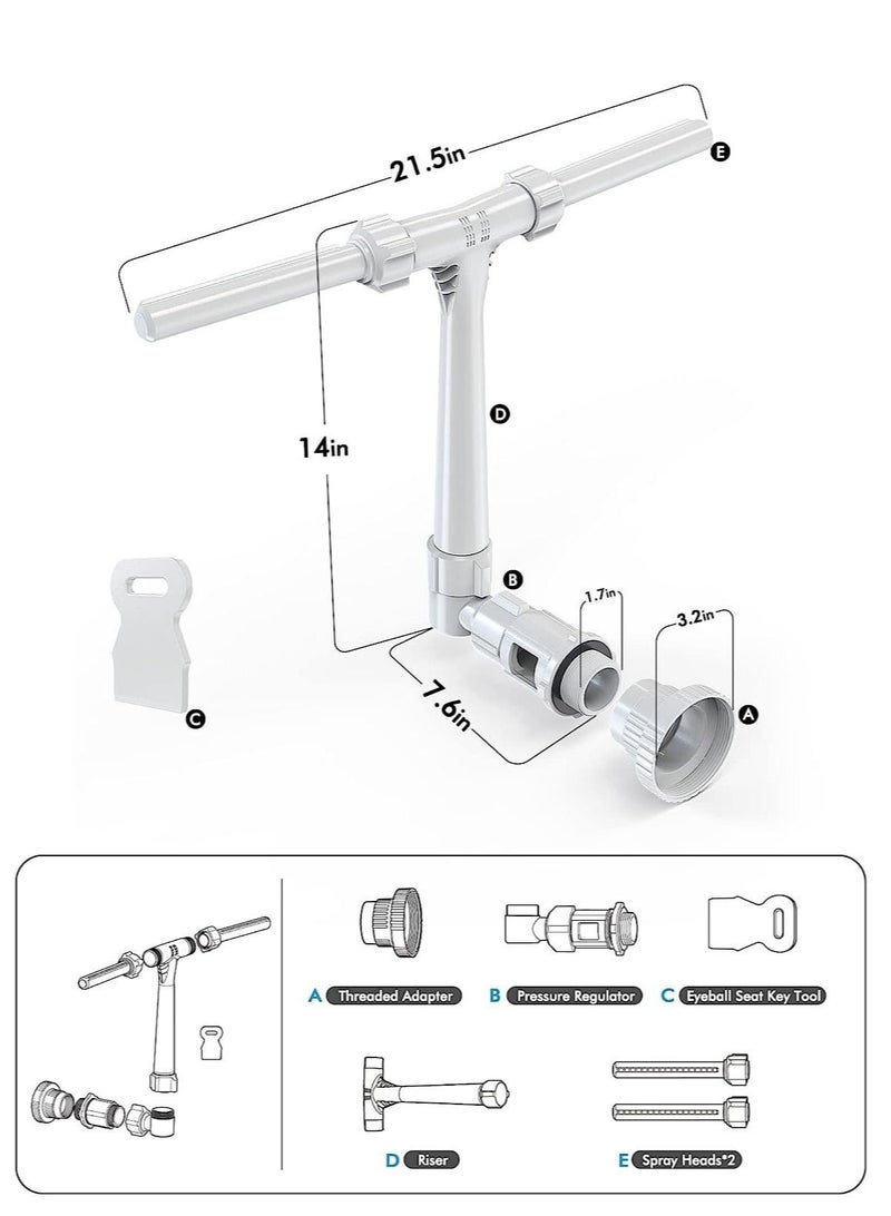 Pool Fountain for Above and In-Ground Pools, Adjustable Dual Spray Pool Waterfall, Pool Cooling Sprinkler System with Adjustable Height & Direction, Pool Sprayer Fountain