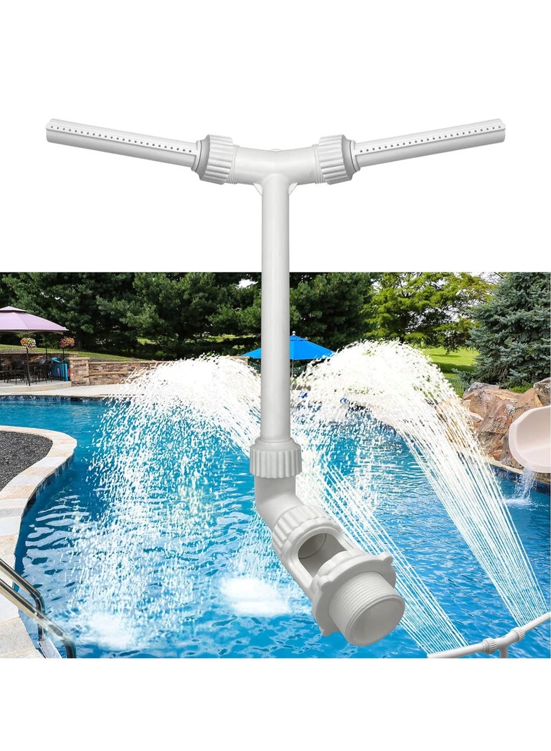 Swimming Pool Fountain, Adjustable Dual Spray Waterfall Sprinkler, Perfect Pool Accessories for Cooling and Decoration(white)