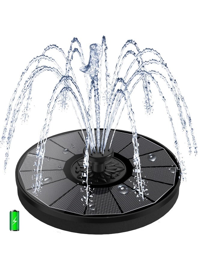 Yzert  Solar Fountain With 2000 Mah Battery Backup Works In Cloudy, Glass Solar Powered Bird Bath Fountains With 7 Nozzles, 3.6 W Solar Fountain Pump For Birdbath, Garden, Outdoor, Pond (Black)