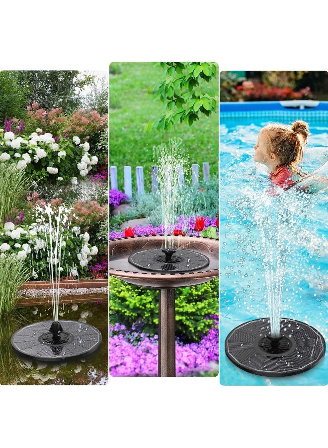 Yzert  Solar Fountain With 2000 Mah Battery Backup Works In Cloudy, Glass Solar Powered Bird Bath Fountains With 7 Nozzles, 3.6 W Solar Fountain Pump For Birdbath, Garden, Outdoor, Pond (Black)