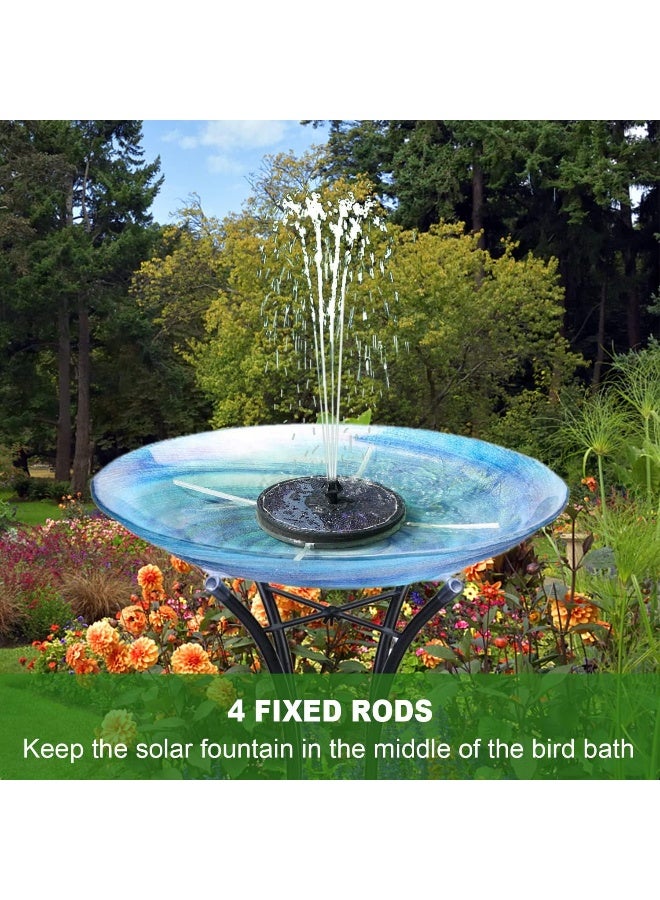 Yzert  Solar Fountain With 2000 Mah Battery Backup Works In Cloudy, Glass Solar Powered Bird Bath Fountains With 7 Nozzles, 3.6 W Solar Fountain Pump For Birdbath, Garden, Outdoor, Pond (Black)