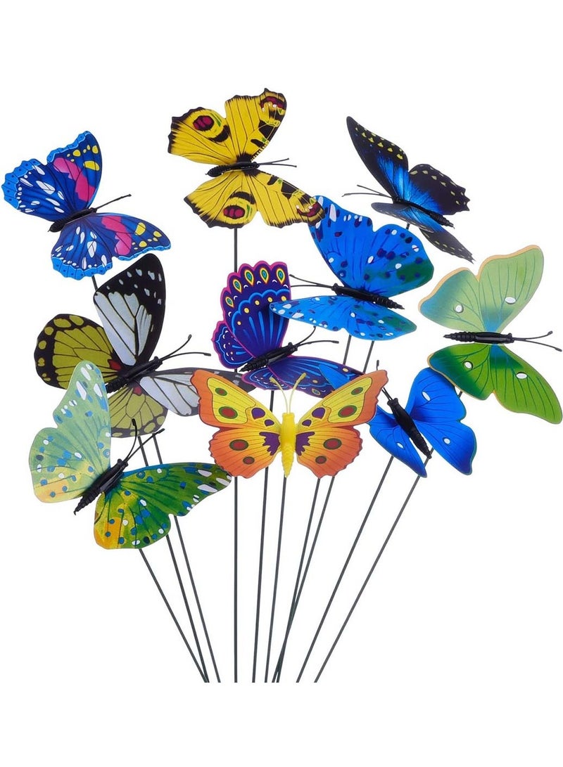 26Pcs Colorful Garden Butterfly Stakes for Outdoor Party and Yard Decorations, Double-Deck Butterfly Ornaments for Plants and Gardens