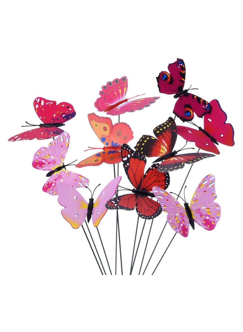 26Pcs Colorful Garden Butterfly Stakes for Outdoor Party and Yard Decorations, Double-Deck Butterfly Ornaments for Plants and Gardens