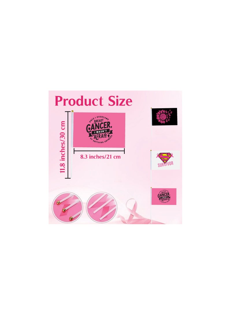 PinkCancer Awareness Hand Flag - Show Your Support with this Public Charity Outdoor Party Decoration - Ideal for pinkCancer Awareness Month Events, and Fundraisers (48 Qty)