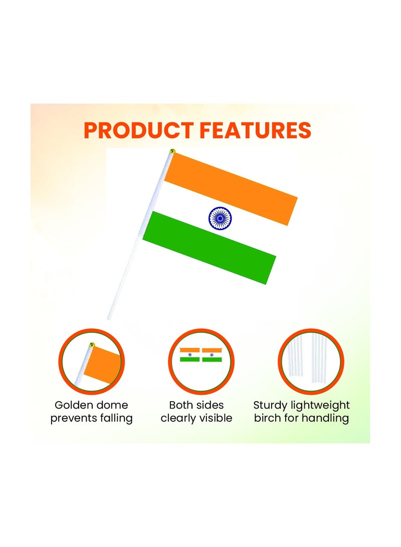 Hand Flags for Indian Republic Day, Independence Day Indian Small Stick Mini Hand Held Flags Decorations Country Flags, Festival Events, Indoor and Outdoor, Party