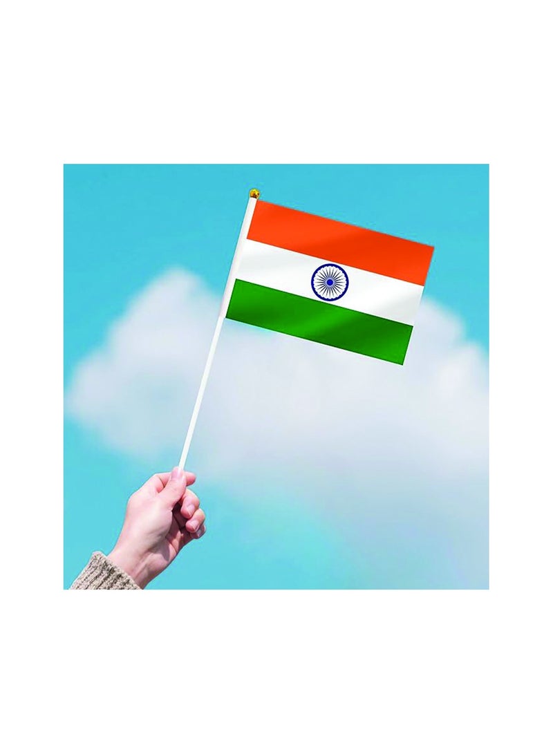 Hand Flags for Indian Republic Day, Independence Day Indian Small Stick Mini Hand Held Flags Decorations Country Flags, Festival Events, Indoor and Outdoor, Party