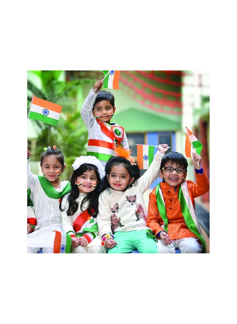 Hand Flags for Indian Republic Day, Independence Day Indian Small Stick Mini Hand Held Flags Decorations Country Flags, Festival Events, Indoor and Outdoor, Party