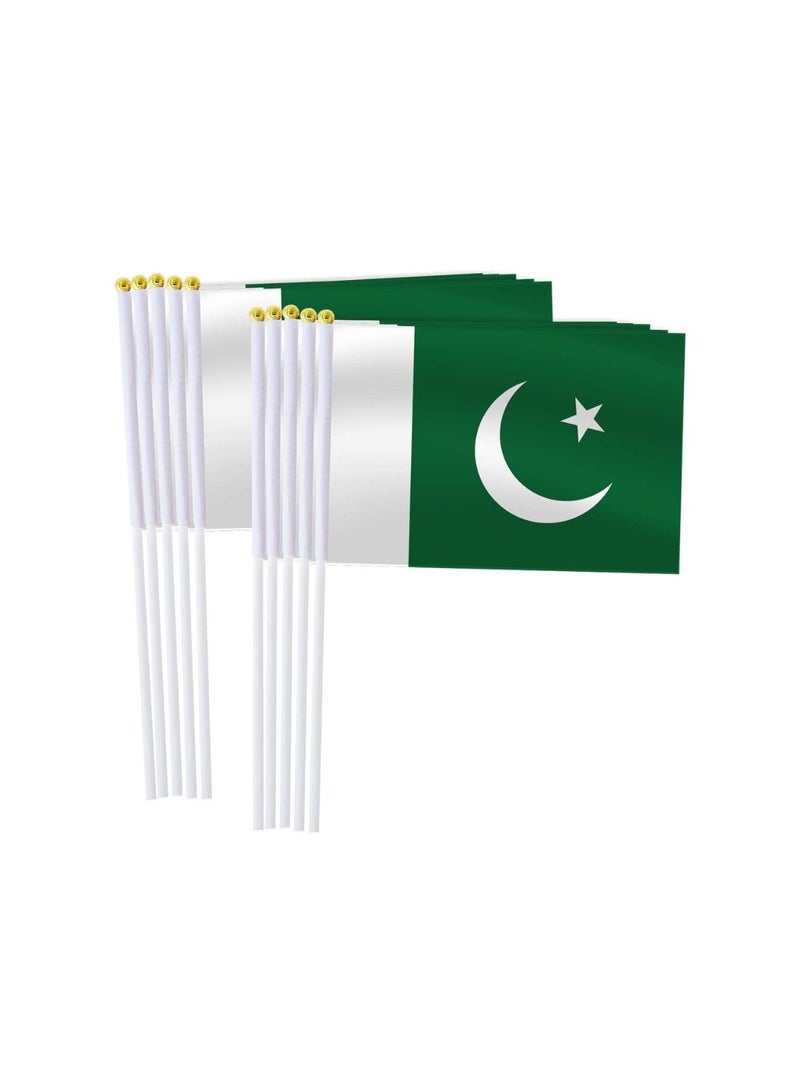 Pakistan Independence Day Handheld Small Flag–Mini Pakistani Handheld Flags–Mini Flags for Kids and Adults–Great Souvenirs and Party Favors for Independence Day