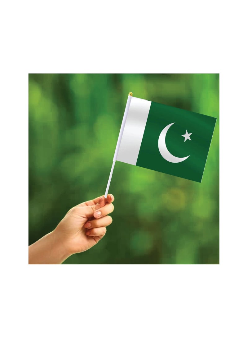 Pakistan Independence Day Handheld Small Flag–Mini Pakistani Handheld Flags–Mini Flags for Kids and Adults–Great Souvenirs and Party Favors for Independence Day