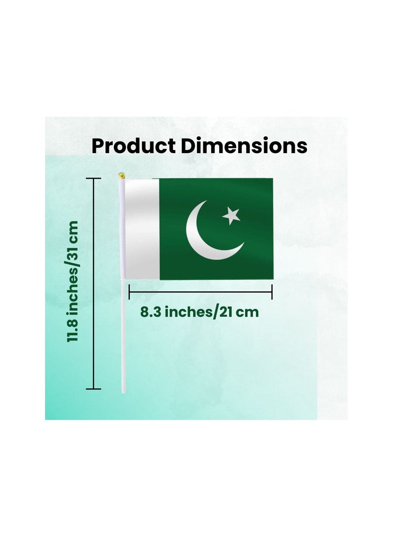 Pakistan Independence Day Handheld Small Flag–Mini Pakistani Handheld Flags–Mini Flags for Kids and Adults–Great Souvenirs and Party Favors for Independence Day