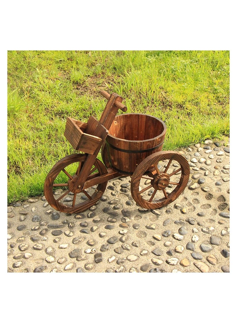 Artificial Decorative Plants Tricycle And Trolly Shaped Wooden Flower Pot Vase Bucket Plant Stand Fleshy Display Shelving Sturdy Storage Rack For Home Garden Office