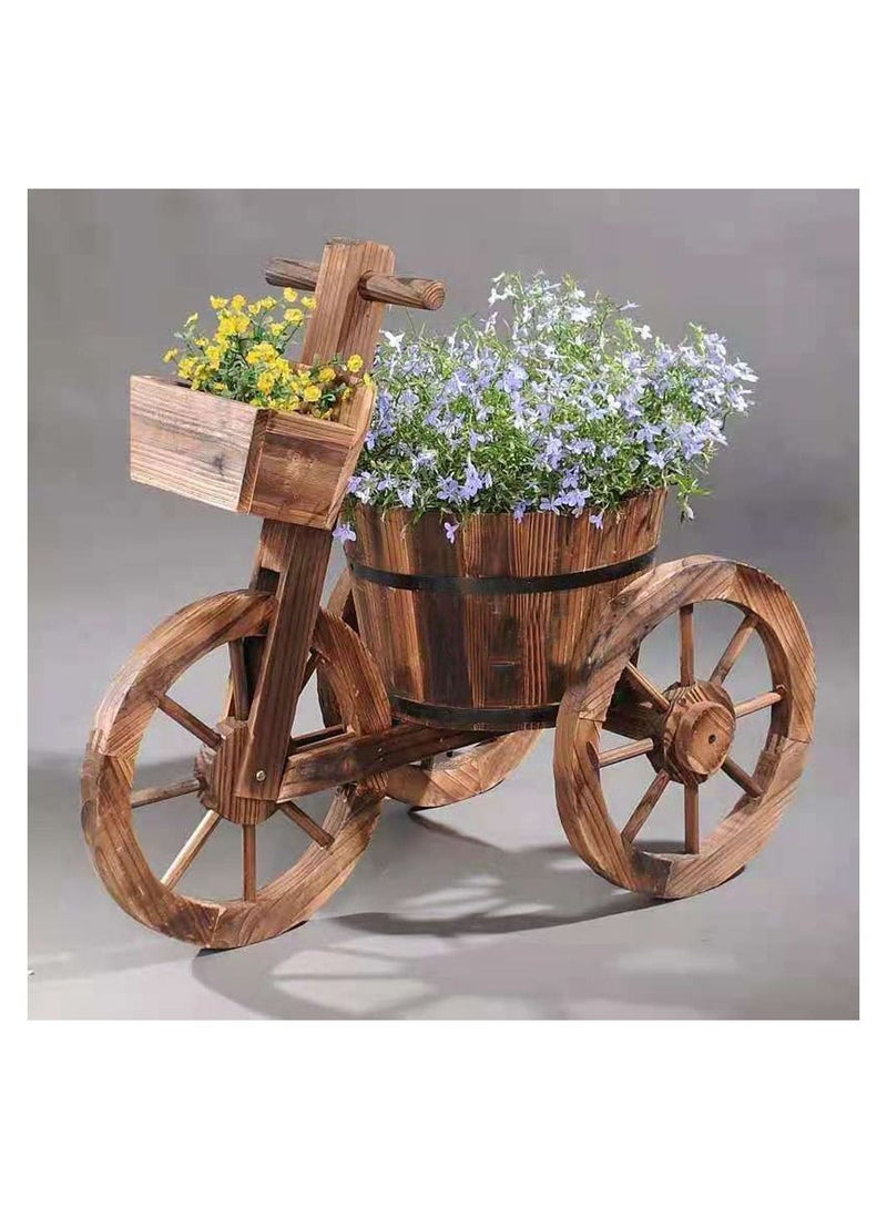 Artificial Decorative Plants Tricycle And Trolly Shaped Wooden Flower Pot Vase Bucket Plant Stand Fleshy Display Shelving Sturdy Storage Rack For Home Garden Office