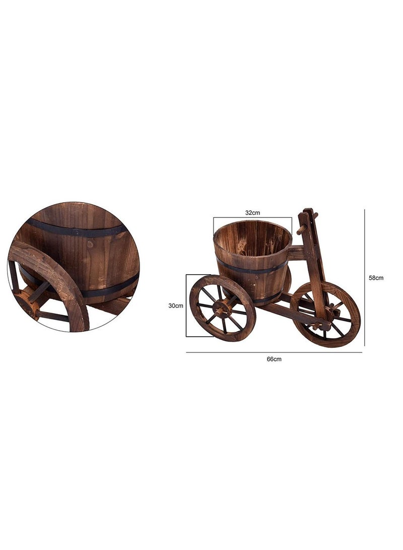 Artificial Decorative Plants Tricycle And Trolly Shaped Wooden Flower Pot Vase Bucket Plant Stand Fleshy Display Shelving Sturdy Storage Rack For Home Garden Office