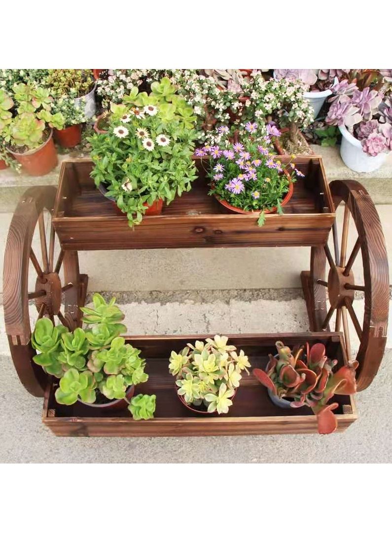 FFD Wooden Flower Pots Rustic Style Garden Planters Plant Stand Planter Container For Garden Outdoor Patio