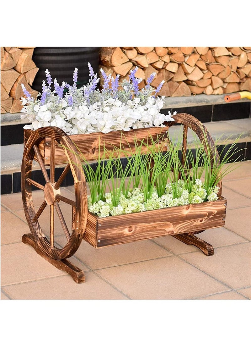 FFD Wooden Flower Pots Rustic Style Garden Planters Plant Stand Planter Container For Garden Outdoor Patio