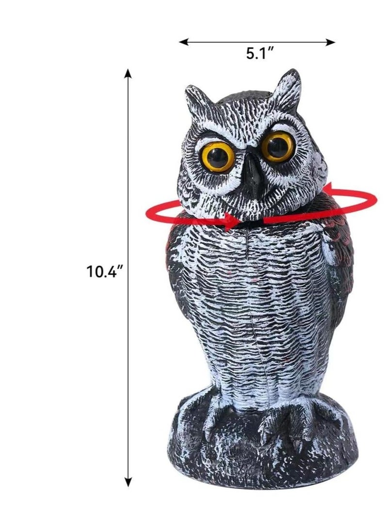 Fake Owl Sculpture Latest Revolving Head Plastic Owl Fake Owl Decoy Bird Scarecrow Sculpture Garden Protectors to Scare Birds Away for Outdoor Garden Yard 1 Pcs