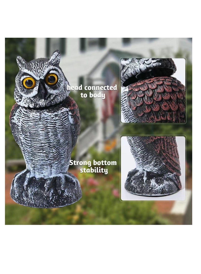 Fake Owl Sculpture Latest Revolving Head Plastic Owl Fake Owl Decoy Bird Scarecrow Sculpture Garden Protectors to Scare Birds Away for Outdoor Garden Yard 1 Pcs