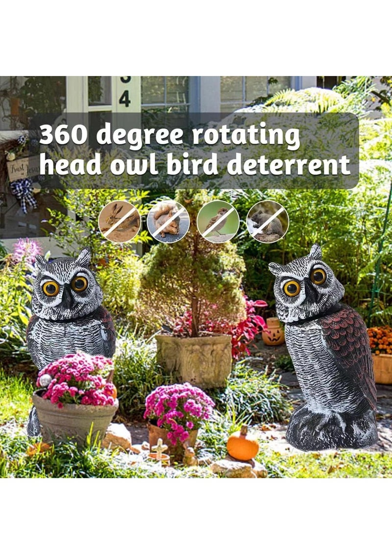 Fake Owl Sculpture Latest Revolving Head Plastic Owl Fake Owl Decoy Bird Scarecrow Sculpture Garden Protectors to Scare Birds Away for Outdoor Garden Yard 1 Pcs