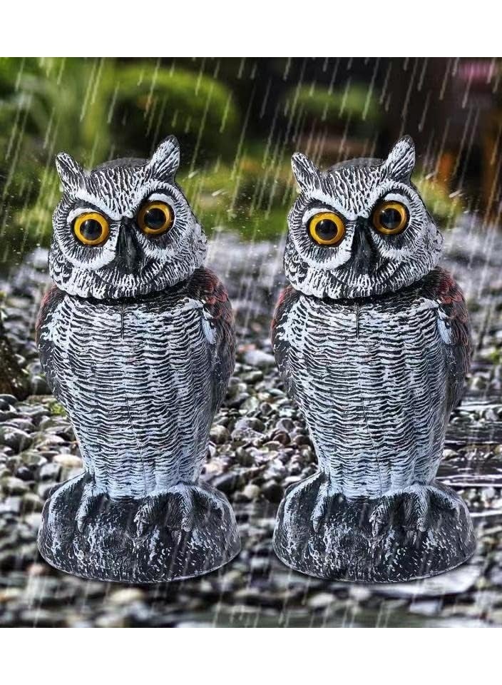 Fake Owl Sculpture Latest Revolving Head Plastic Owl Fake Owl Decoy Bird Scarecrow Sculpture Garden Protectors to Scare Birds Away for Outdoor Garden Yard 1 Pcs