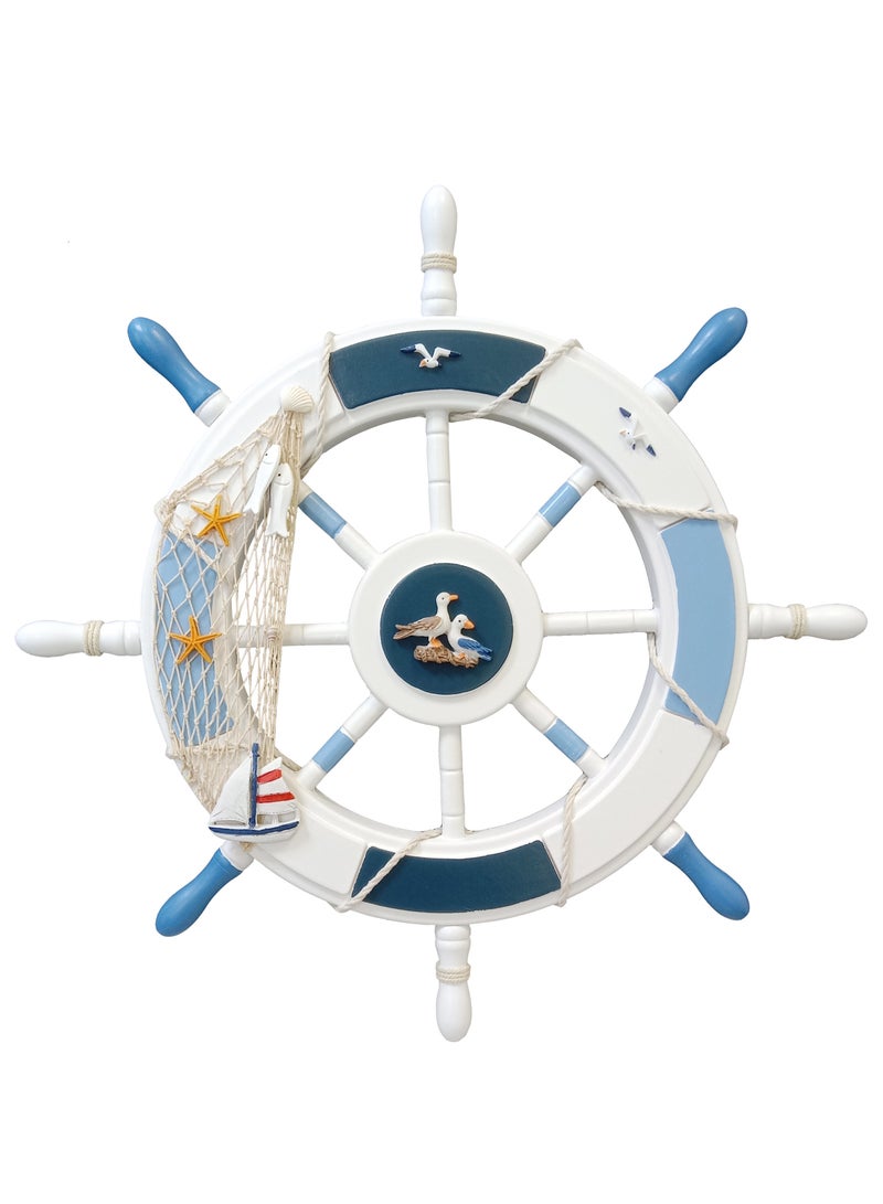 Nautical Wall Wheel Mediterranean Boat Steering  for Wall Home Decoration