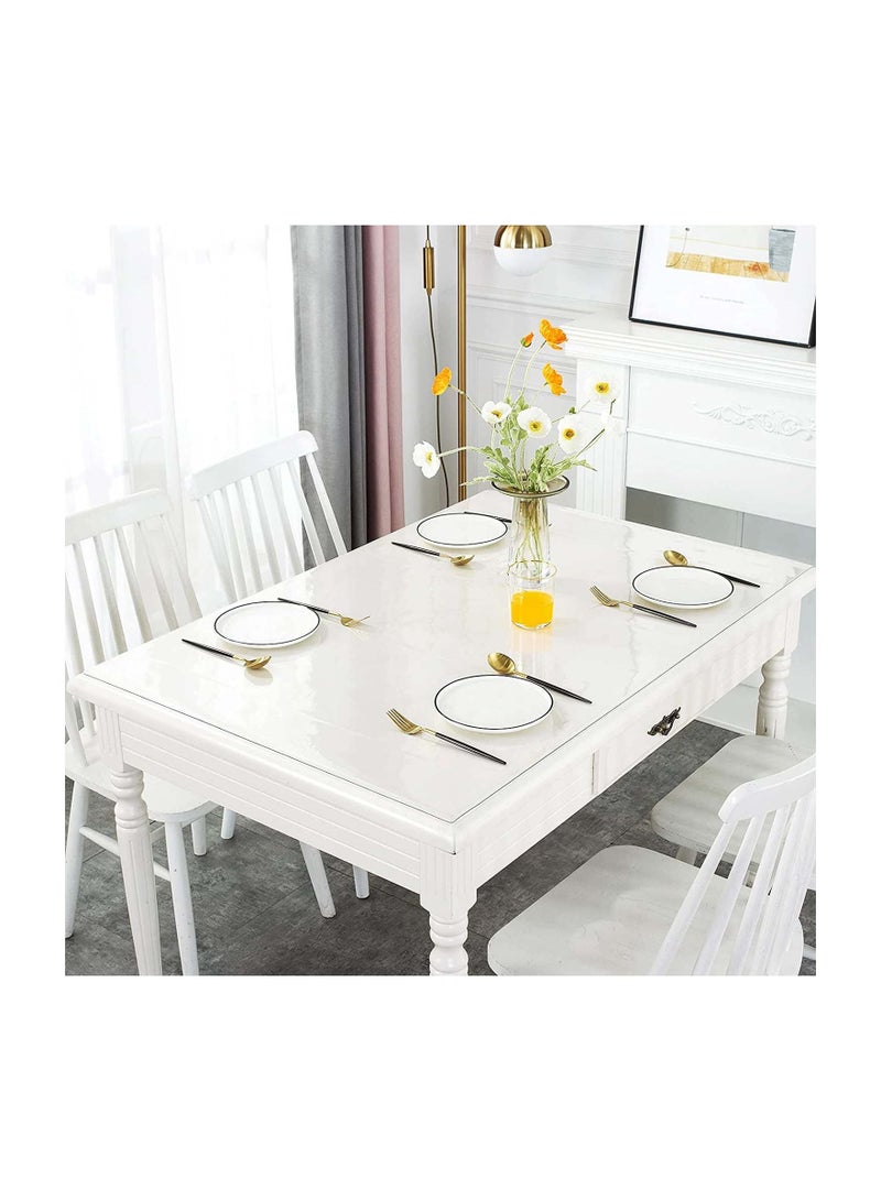 Rectangle Vinyl Tablecloth,100% Waterproof Heavy Duty Oil Spill Proof Stain Resistant Plastic PU Table Cover with Flannel Backing for KitchenDiningParties