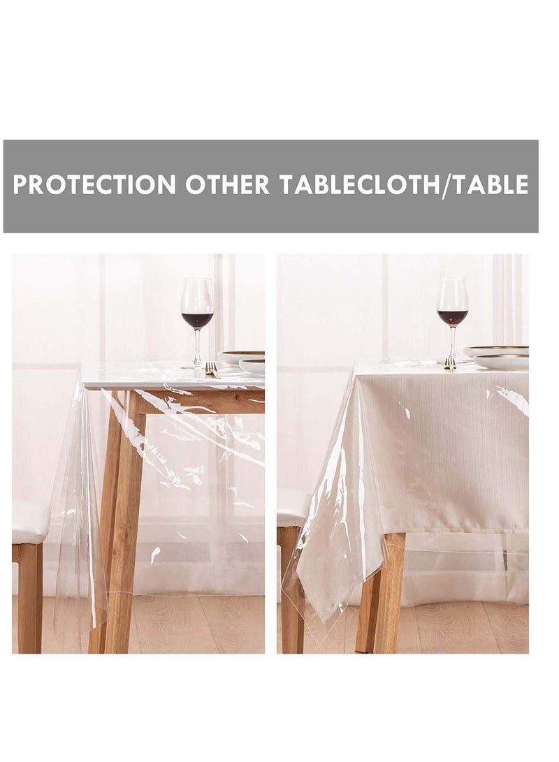 Rectangle Vinyl Tablecloth,100% Waterproof Heavy Duty Oil Spill Proof Stain Resistant Plastic PU Table Cover with Flannel Backing for KitchenDiningParties