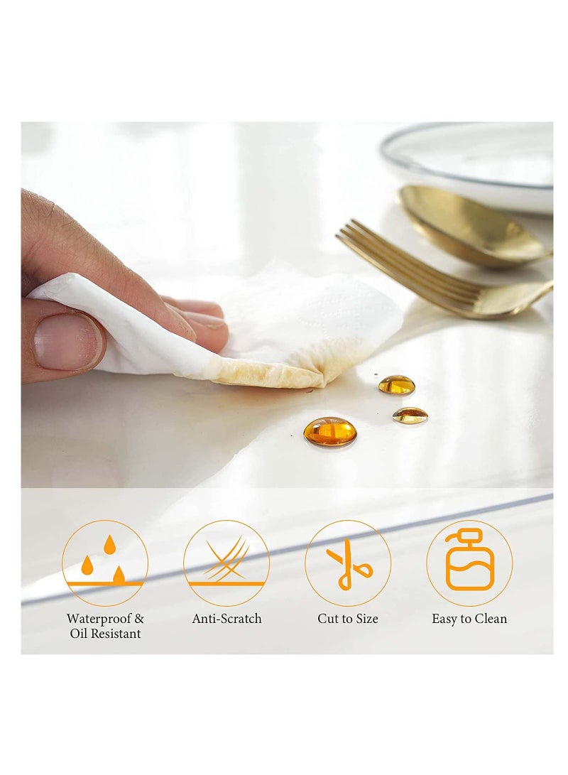 Rectangle Vinyl Tablecloth,100% Waterproof Heavy Duty Oil Spill Proof Stain Resistant Plastic PU Table Cover with Flannel Backing for KitchenDiningParties