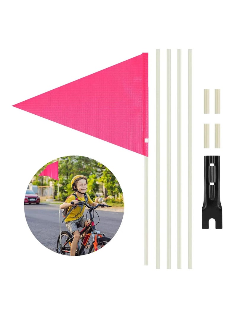 6ft Bike Safety Flag with Fiberglass Pole & Mounting Bracket, Bike Trailer Safety Flag, with Bicycle Mounting Bracket Height, Visibility Bicycle Safety Flag for Kids & Adults (Pink)