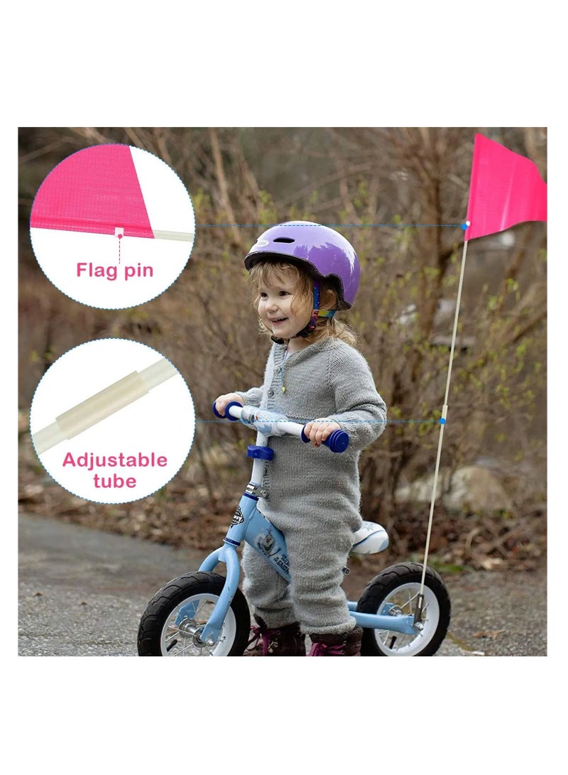 6ft Bike Safety Flag with Fiberglass Pole & Mounting Bracket, Bike Trailer Safety Flag, with Bicycle Mounting Bracket Height, Visibility Bicycle Safety Flag for Kids & Adults (Pink)