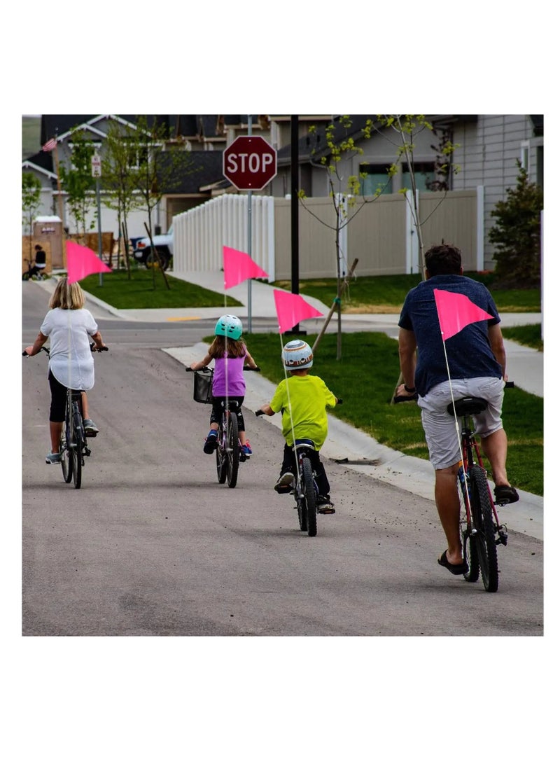 6ft Bike Safety Flag with Fiberglass Pole & Mounting Bracket, Trailer Flag, Bicycle Bracket Height, Visibility for Kids Adults (Pink)