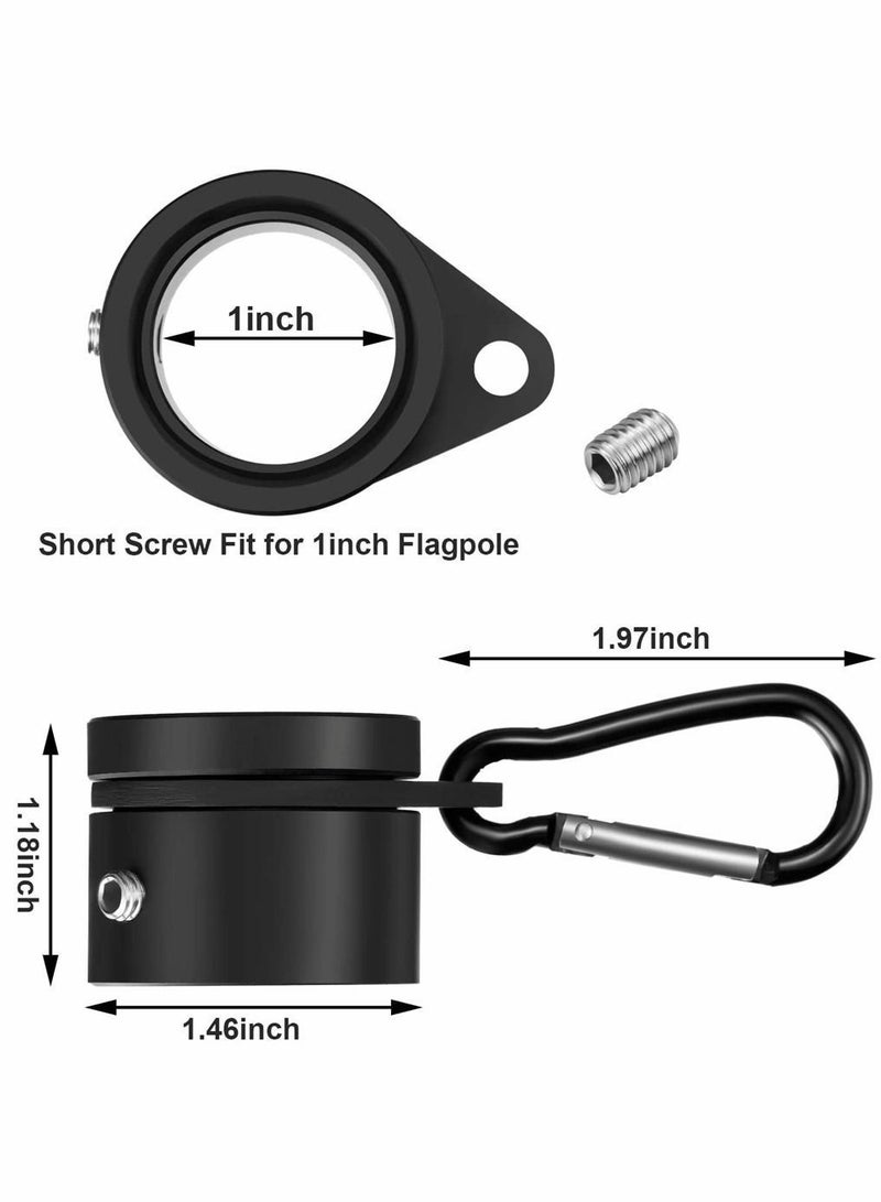 Flag Pole Rings, Aluminum Alloy Mounting 360 Degree Rotating Flagpole, Anti Wrap with Clip Hook, for 1 Inch Diameter 4 Pieces (Black)