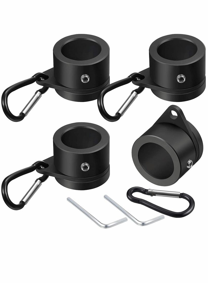 Flag Pole Rings, Aluminum Alloy Mounting 360 Degree Rotating Flagpole, Anti Wrap with Clip Hook, for 1 Inch Diameter 4 Pieces (Black)