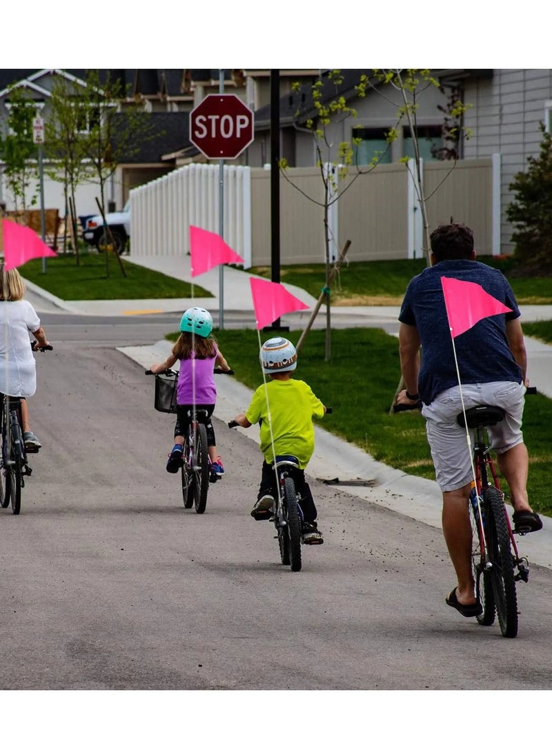 6ft Bike Safety Flag with Fiberglass Pole & Mounting Bracket, Bike Trailer Safety Flag, with Bicycle Mounting Bracket Height, Visibility Bicycle Safety Flag for Kids & Adults (Pink)