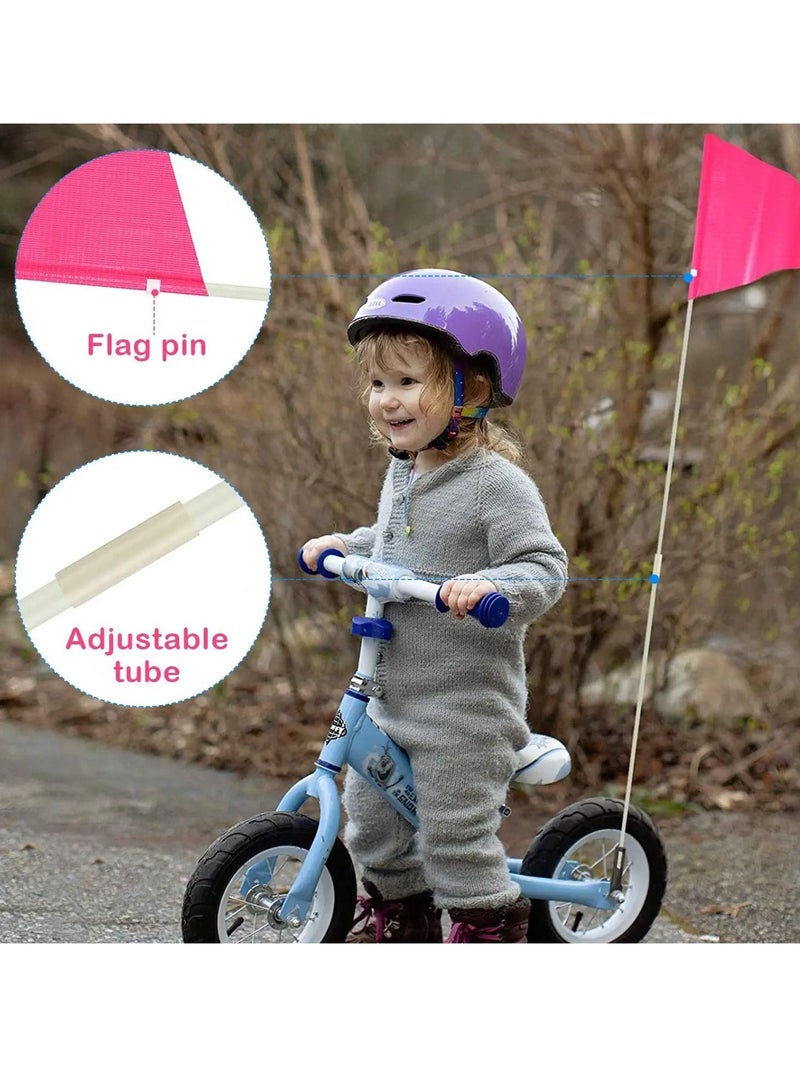 6ft Bike Safety Flag with Fiberglass Pole & Mounting Bracket, Bike Trailer Safety Flag, with Bicycle Mounting Bracket Height, Visibility Bicycle Safety Flag for Kids & Adults (Pink)