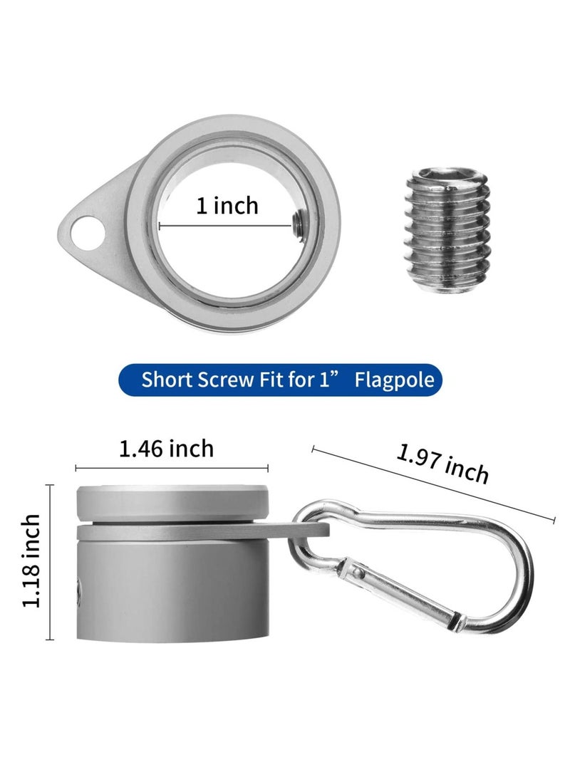 Pieces Flag Pole Rings Aluminum Alloy Mounting Rings 360 Degree Rotating Flagpole Anti Wrap Flag Pole with Clip Hook for 1 Inch Diameter Flag Pole Silver