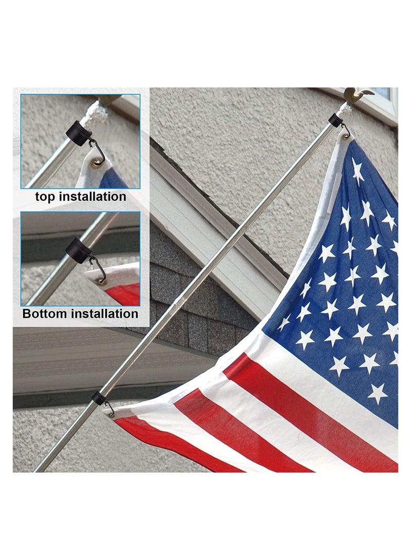 Flag Pole Rings Aluminum Alloy Mounting Rings 360 Degree Rotating Flagpole Anti Wrap Flag Pole with Clip Hook for 1 Inch Diameter Flag Pole 4 Pieces