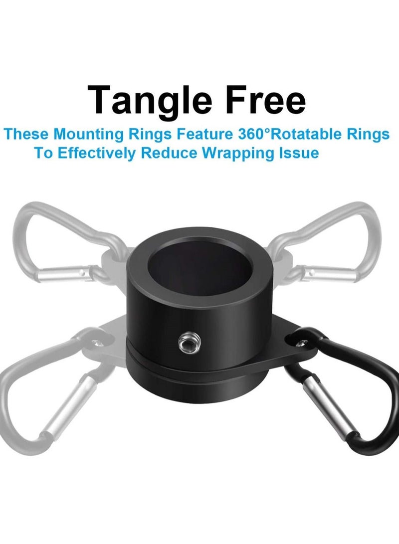 Flag Pole Rings Aluminum Alloy Mounting Rings 360 Degree Rotating Flagpole Anti Wrap Flag Pole with Clip Hook for 1 Inch Diameter Flag Pole 4 Pieces