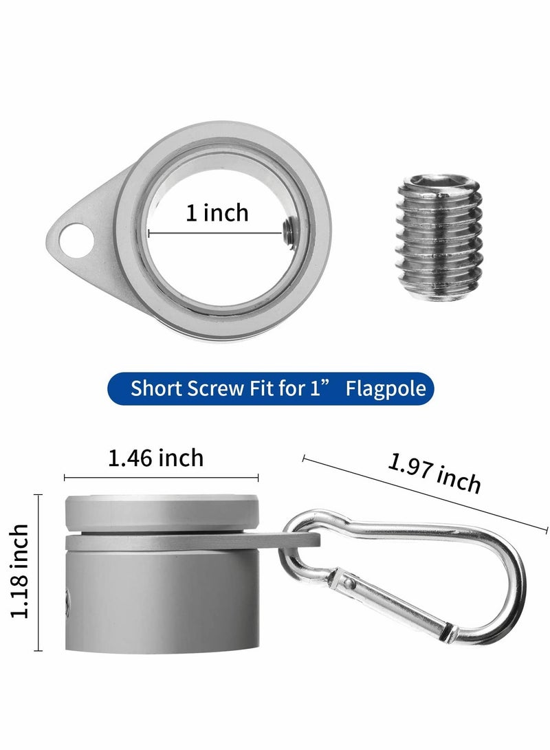 Flag Pole Rings Aluminum Alloy Mounting Rings 360 Degree Rotating Flagpole Anti Wrap Flag Pole with Clip Hook for 1 Inch Diameter Flag Pole (Silver)