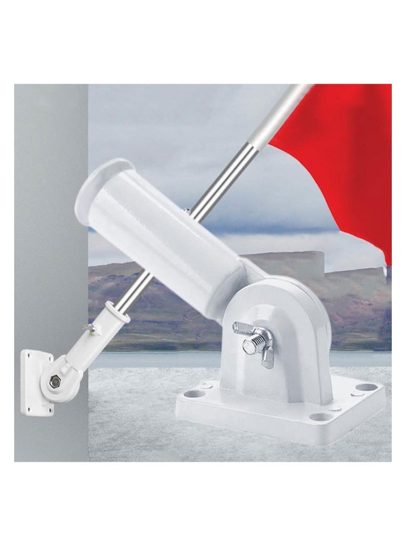 Flag Pole Bracket, Flag Pole Bracket for Outside House Heavy Duty Aluminum Alloy, 180° Adjustable Multi Positions, Rust Free, asy to Adjust Angle and Orientation (White)