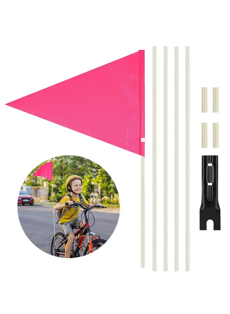 6ft Bike Safety Flag with Fiberglass Pole & Mounting Bracket, Bike Trailer Safety Flag, with Bicycle Mounting Bracket Height, Visibility Bicycle Safety Flag for Kids & Adults (Pink)