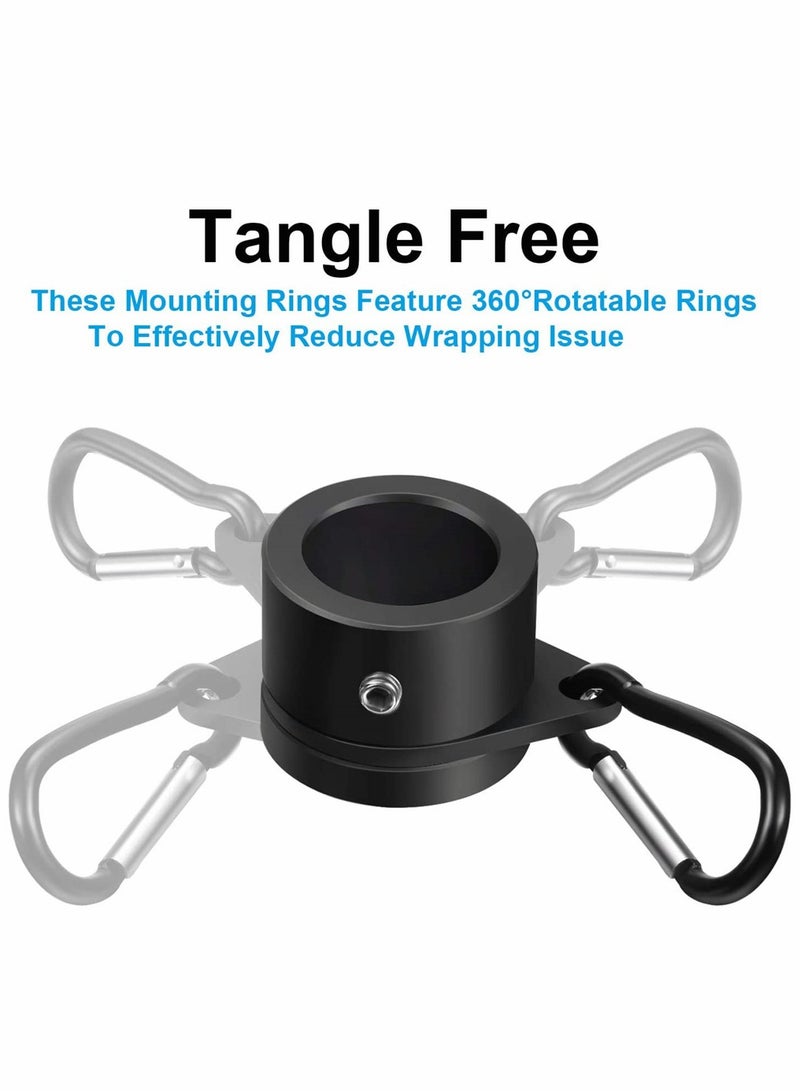 Flag Pole Rings, Aluminum Alloy Mounting Rings, 360 Degree Rotating Flagpole, Anti Wrap Flag Pole with Clip Hook, for 1 Inch Diameter Flag Pole 4 Pieces (Black)