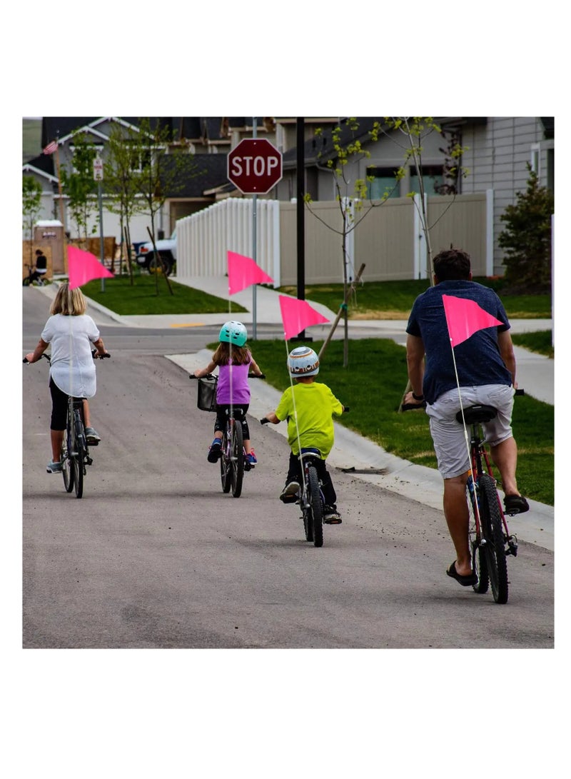 6ft Pink Bike Safety Flag with Fiberglass Pole & Mounting Bracket, Ideal for Bike Trailers, Enhances Visibility for Kids & Adults, Durable Bicycle Safety Flag with Easy Installation.