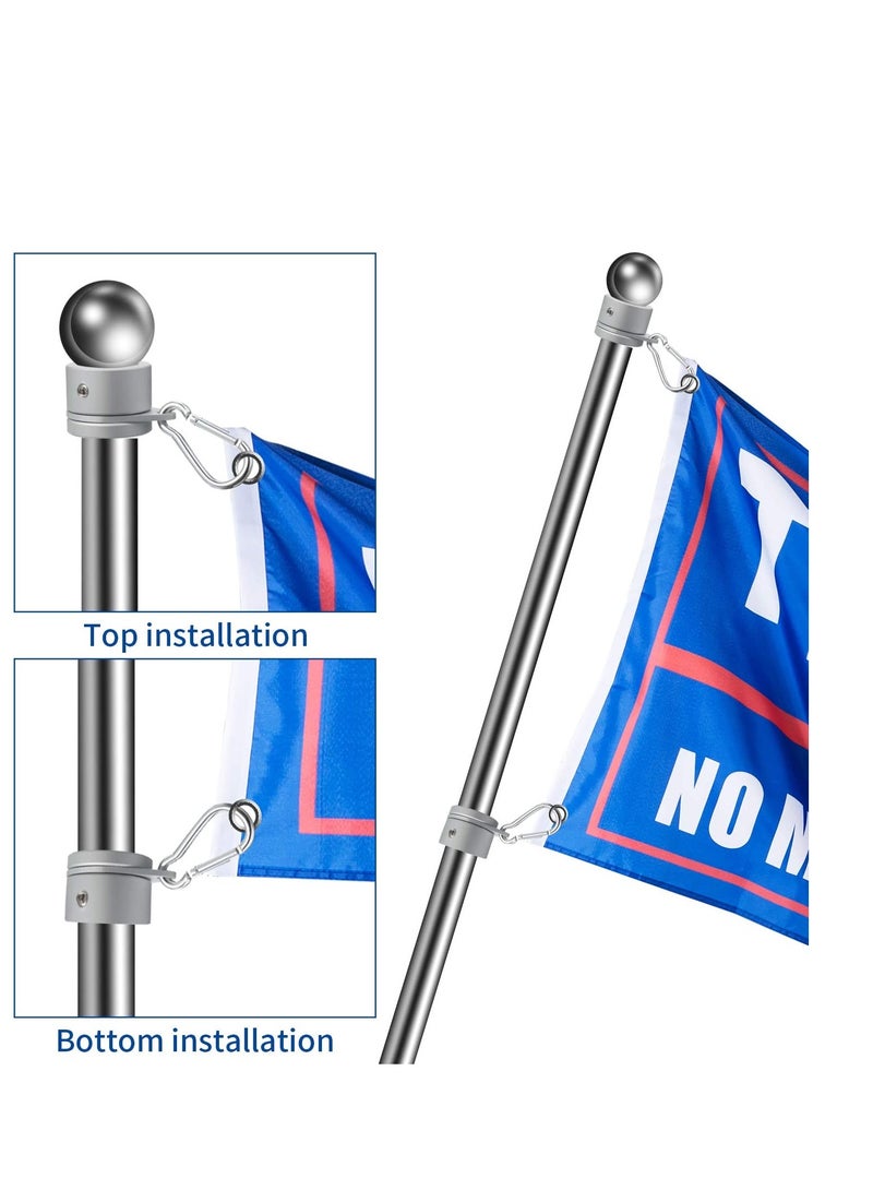 360 Degree Rotating Aluminum Flag Pole Rings with Clip Hook for 1 Inch Diameter Silver Flagpole