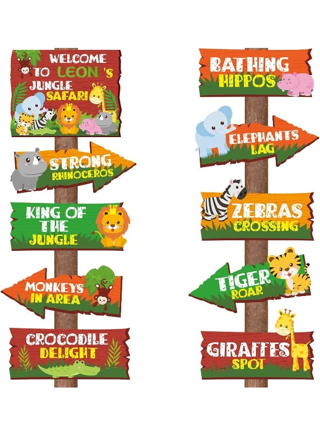 20 Pieces Safari Jungle Party Sign Animal Signs Decorations Wild Animal Directional Signs For Kids Birthday Decorations Welcome Signage Zoo Animals Yard Baby Shower Theme Party Supplies